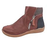 Damen 43 Plus Toe Up Shoes Velvet Zip Boots Damen Vintage Short Splicing Round Damenstiefel Blau 40...