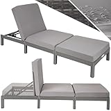 tectake® Polyrattan Sonnenliege mit 6-Fach höhenverstellbarer Rückenlehne, Outdoor Daybed mit...