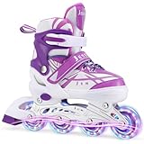 Inline Skates für Kinder Mädchen, Verstellbar Inliner Skates Rollschuhe für Kinder Drinnen...