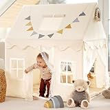 GANZKIND® Spielhaus Kinder Indoor mit 2 Eingängen & 5 Fenstern | Kinderzelt für Drinnen,...