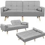 Yaheetech Klappsofa mit Schlaffunktion Schlafsofa Couch mit Verstellbarer Rückenlehne, Loungesofa...