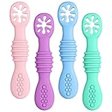 Vicloon Baby Lernlöffel Silikon,4 Stück Starter Breilöffel Set, BPA Frei,Fütterlöffel und...