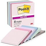 Post-it Super Sticky Notes Soulful Collection - 6 Blöcken, 90 Blatt pro Block, 76 mm x 76 mm, Pink,...