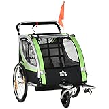 HOMCOM 2 in 1 Kinderanhänger klappbar Fahrradanhänger mit abnehmbarem Vorderrad, Hinterradbremsen,...