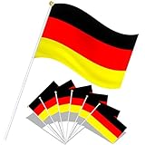 SPINNE LUCAS 20 Stück Deutschland Flagge Klein, Deutschland Fahne 21 x 14 cm mit 30cm Weißem Pole,...