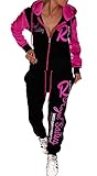 Unbekannt Jaylvis Damen Sportanzug Jogginganzug Trainingsanzug A.Royal Sailing A.2255 (Schwarz-Pink,...