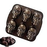 Backform mit Totenkopf, Schokoladenform mit Totenkopf, goldene Totenkopfform, Aluminiumlegierung, 6...