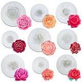 9 Stück Silikonform Blumen, 3D-Rosenblüte Silikonformen Gießformen, Kerzen Formen Silikon,...