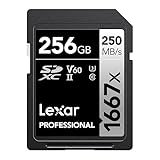 Lexar LSD256CB1667 SDXC-Karte, 256 GB, Silber-Serie, Klasse 10 U3, V60, maximale...