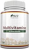 Multivitamin & Mineralstoffe A-Z - 365 Vegetarische Tabletten - 1 Jahresvorrat - 24 Vitamine und...