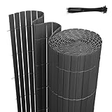 Jaxguom PVC Sichtschutzmatte, 90 x 600cm Sichtschutzzaun mit DREI Rippenverstärkungen und...