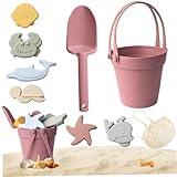 Sandspielzeug für Kinder, 8pcs Safe Silikonstrandspielzeug mit Schaufel, Eimer und Sandformen,...