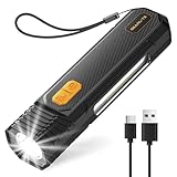 GEARLITE Taschenlampe LED Aufladbar mit 6 Modi, LED Taschenlampe Extrem Hell mit COB & Rotlicht,...