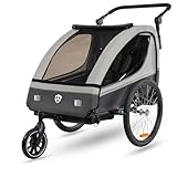 Tiggo VS Kinderanhänger 360° Drehbar mit Federung 2in1 Fahrradanhänger mit Buggy Set Jogger...