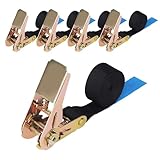 5 Stück Spanngurte mit Ratsche, Zurrgurt, Schwarz Spanngurte 25mmx2m mit 800kg Tragkraft...