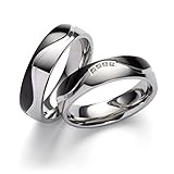 Paar Eheringe Partnerringe Verlobungsringe Edelstahl mit Zirkonia + Gravur Antragsringe Trauringe...