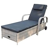 Calma Lux® Gartenliege Sonnenliege Rattanliege mit Stauraum neigbarer Rückenlehne Gartenmöbel...