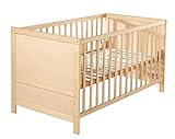 roba Kombi Kinderbett, 70x140 cm, Babybett Holz natur, 3-fach höhenverstellbar, Baby- bzw....