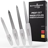 SCHWERTKRONE ® 4er Set Saphir-Nagelfeilen [MADE IN SOLINGEN - GERMANY] - Nagelfeilen Naturnägel...