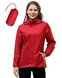 33,000ft Damen Wasserdichte Faltbar Regenjacke mit Kapuze, Leicht Atmungsaktive Windbreaker Jacke,...
