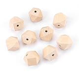 50 Stück Unvollendete Geometrische Holzperlen, Hochwertiges DIY-Zubehör, 20 Mm, für...