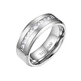 Mabohity Titan Ring mit Zirkonia Ehering: Herren Damen Titanium Ring mit Zirkonia Ewigkeit...