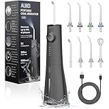 Munddusche Kabellos, AUIEI Elektrische Zahnreiniger Tragbar Waterflosser 5 Modi & 8 Düsen, 300ML...