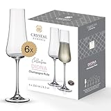 Crystal Bohemia Champagnergläser - 6er Set, je 250 ml, spülmaschinenfest, langlebig, kratzfest &...
