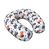 Nackenkissen mit buntem Cartoon-Motorrad-Druck, Reise-Nackenkissen für Flugzeuge, Memory-Schaum,...