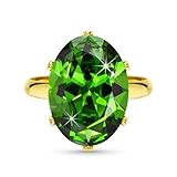 Linawe Smaragd Grün Ringe Frauen, Goldring Verstellbar Schmuck Jewelry, Grosse Groessen Moissanite...