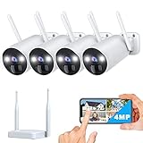 Camcamp 4MP Überwachungskamera Aussen Akku Set, Kabellose Outdoor WLAN IP Kamera mit 2-Wege-Audio,...