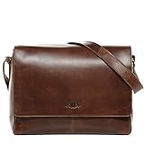 SID & VAIN Laptoptasche Messenger Bag Spencer aus Premium Leder I Business-Tasche groß für Herren...