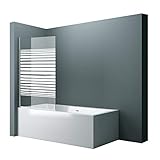 doporro 90x140 cm Design-Duschwand für Badewanne Badewannenaufsatz Duschabtrennung 6mm...