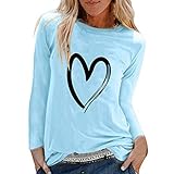riou Blusen und Hemden für Damen, langärmlig, Herbst, Frühling, elegant, mit Herzaufdruck,...