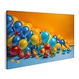 islandburner Bild auf Leinwand Bunte Luftballons Konfetti Blau Bilder Wandbilder Poster