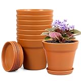 Homeuouz 8 Packs Blumentopf mit Untersetzer, 10cm Pflanzentopf, Plastik Übertopf mit Mehrere...