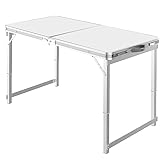 Grafner XL Aluminium Camping Tisch klappbar, stabil und tragbar, 120 x 60 x 70 cm,...