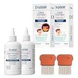 Evolsin® Läuseshampoo Doppelpack & 2 Läusekämmen für Erwachsene & Kinder ab 6 Monaten – bei...