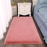 Edumov Teppich Kurzflor Bettvorleger Schlafzimmer Deko, Weich Flauschiger Fellteppich Kunstfell...