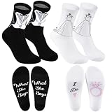SATINIOR 2 Paar Bräutigam und Braut Socken Neuheit Hochzeitssocken Socken für Ehepaare Lustigen...
