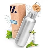 NORDMUT® Edelstahl Trinkflasche 1l isoliert + Teesieb | Thermosflasche spülmaschinengeeignet |...