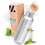 NORDMUT® Edelstahl Trinkflasche 1l isoliert + Teesieb | Thermosflasche spülmaschinengeeignet |...