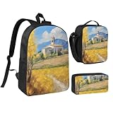 Ölgemälde-Druck, vielseitige Verwendungsszenarien, Rucksack-Set, Lunchtasche, Federmäppchen,...