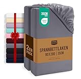 Utopia Bedding - 2er Set Spannbettlaken 90x200cm - Grau - Gebürstete Mikrofaser Spannbetttuch - 35...