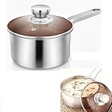 Stielkasserolle 18cm, ca. 1,9L Edelstahl Milchtopf mit Glasdeckel Klein Kochtopf Induktion mit...