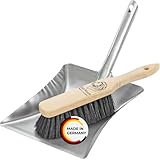 Peggy Perfect Kehrgarnitur Kehrset mit Buchenholz Handbesen und verzinkter Metallschaufel....