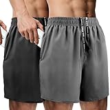Blcculi 2er-Pack Herren-Shorts, Laufshorts mit Taschen, Fitness-Shorts für Herren, schnell...