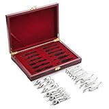 Silbernes Messerablagen-Set 'Animals of England' Besteckablagen-Set mit Mahagoni-Geschenkbox (Set...