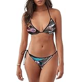 ZhaoYuGoods Zweiteiliger Badeanzug für Damen, Motiv: Akustikgitarre, Volldruck, hohe Taille, Bikini...