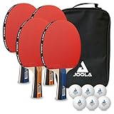 JOOLA Tischtennisset Family Advanced, 4 Tischtennisschläger + 6 Tischtennisbälle 3Star +...